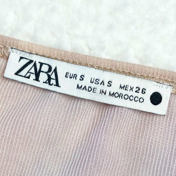 ZARA • Abstract Printed Tulle Long Sleeve Blouse Top - Picture 13 of 14